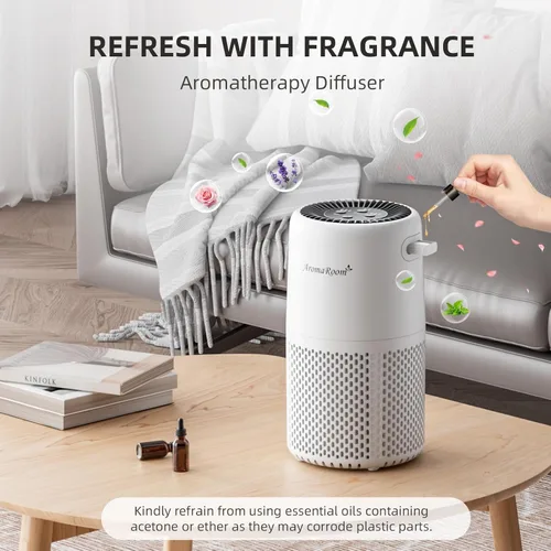Miniatura 5 de Purificador de aire para el hogar y dormitorio, filtro de aire HEPA AromaRoom H13 para humo, polen, caspa, pelo, olor, limpiador de aire 3 en 1