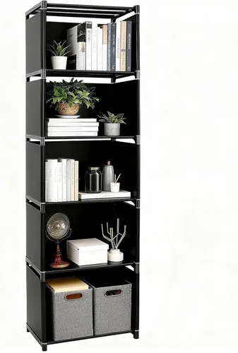Miniatura 10 de Estantería para libros de 5 niveles, estantes de almacenamiento de 8 cubos, estantería para niños sin herramientas, organizador de almacenamiento