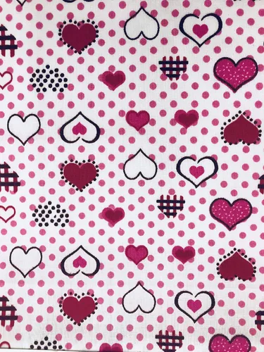 Sal Tex Telas, formas de corazón y puntos de impresión de tela de polialgodón, se vende por The Yard, 4 colores diferentes fondo es blanco (rojo)
