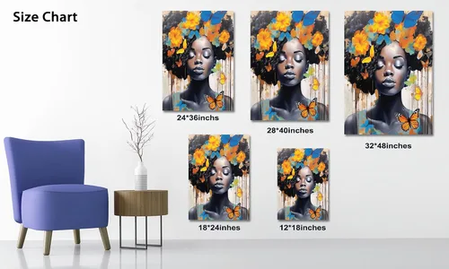 Miniatura 99 de Arte de pared afroamericano, decoración de rey y reina bailarín negro para sala de estar, arte de pareja de amor negro para dormitorio, lienzo