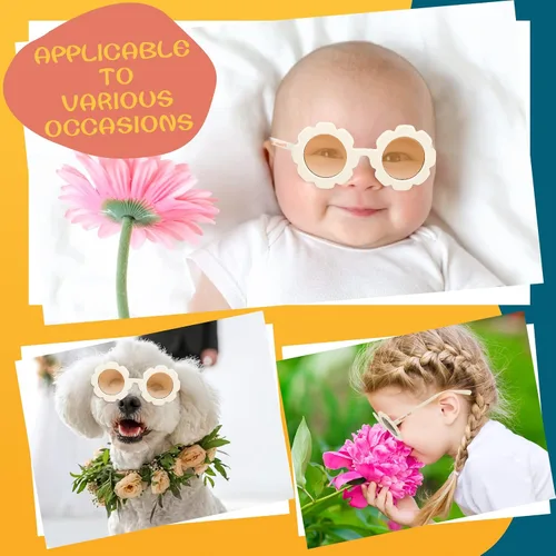 Miniatura 4 de Landhoow 2 lentes de sol redondos para niña de las flores, para regalo de propuesta de niña de las flores, lindos lentes para fiesta en la playa al