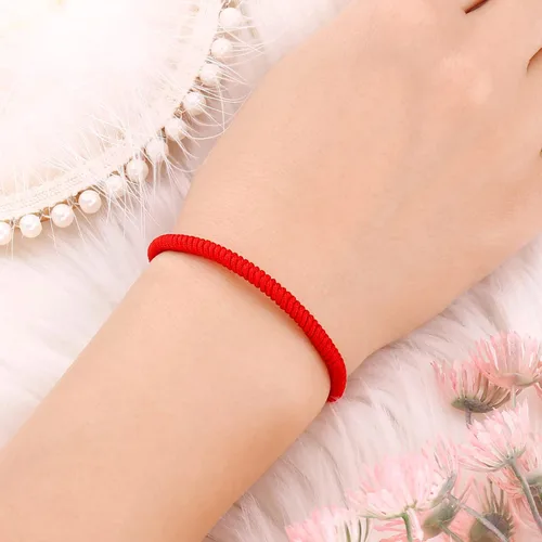 Miniatura 40 de Pulseras tibetanas hechas a mano con cuerda roja para él y ella, pulsera de la amistad, pulsera de la amistad, hilo negro y rojo para protección