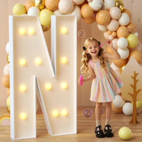 Miniatura 74 de imprsv Letras de marquesina iluminadas, letras de mosaico de 1.2 m con luz para decoración de baby shower, graduación, gran J para decoraciones