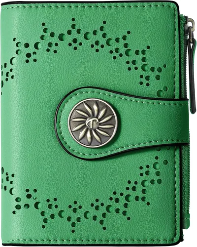 Miniatura 21 de Tipmile - Cartera pequeña para mujer, cartera de cuero con bloqueo RFID, plegable con bolsillo para monedas y con cremallera, Beige, Casual