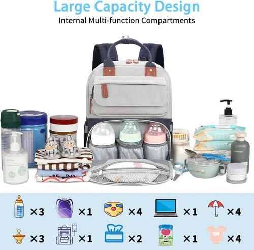Miniatura 4 de Legestori Mochila para Pañales, Bolsa de Pañales para Bebé Niño, Bolsa de Pañales Unisex Grande para Mamá, Mochila Impermeable para Pañales de Viaje