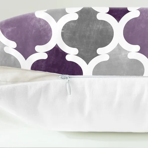 Miniatura 6 de CaliTime Juego de 2 fundas de almohada decorativas de forro polar degradado con cadena geométrica enrejada cuadriculada para sofá, cama, sofá