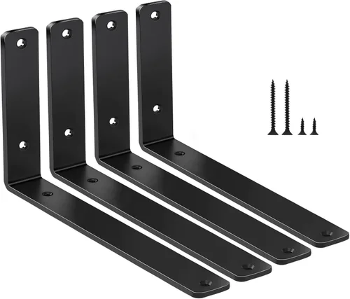 Miniatura 74 de Paquete de 12 soportes de estante en L de 8 pulgadas de largo x 6 pulgadas de alto x 1.5 pulgadas de ancho, 5 mm de grosor, soporte de estante en L