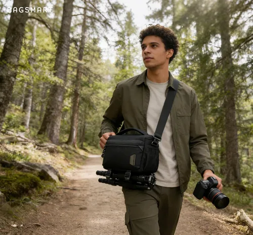 Miniatura 8 de BAGSMART Bolsa pequeña para fotógrafos, bolsas de hombro compactas para cámaras DSLR/SLR/SLR/sin espejo, funda cruzada impermeable para cámara
