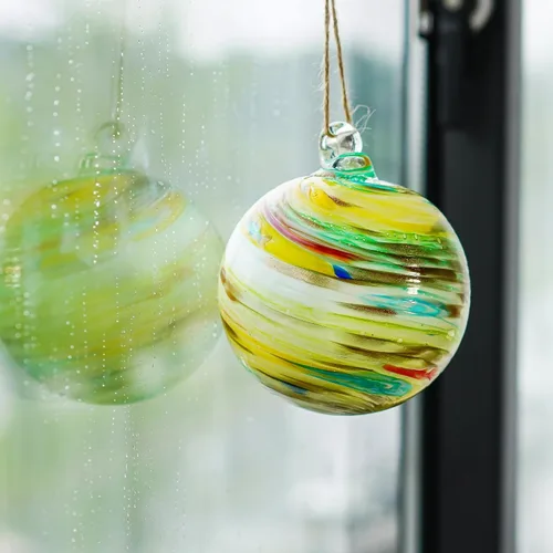 Miniatura 7 de QFkris Bola de adornos de Navidad de vidrio soplado de 4 pulgadas para árbol de Navidad, adornos de vidrio soplado a mano, bolas de observación
