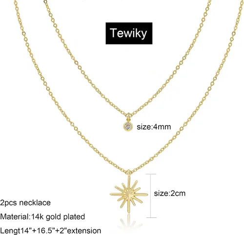 Miniatura 5 de Tewiky Delicados collares chapados en oro de 14 quilatesplata con circonita cúbica para mujer, joyería de circonita cúbica simple, regalos de moda