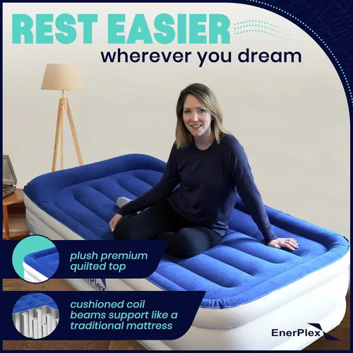 Miniatura 3 de EnerPlex Colchón de Aire con Bomba Incorporada - Colchón Hinchable Autoinflable con Soporte para el Cuello - Cama de Aire Inflable para Viajes
