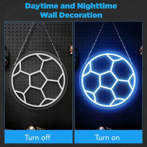 Miniatura 5 de Letrero de neón de fútbol, letreros de neón LED de fútbol para decoración de pared, luz de fútbol regulable alimentada por USB con interruptor