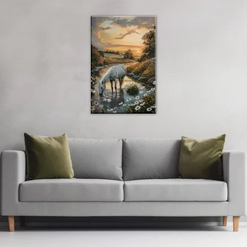 Miniatura 4 de Lienzo de caballo blanco para pared, impresión de imagen abstracta de animales, póster de arte vintage de granja, pintura de paisaje retro del Obras