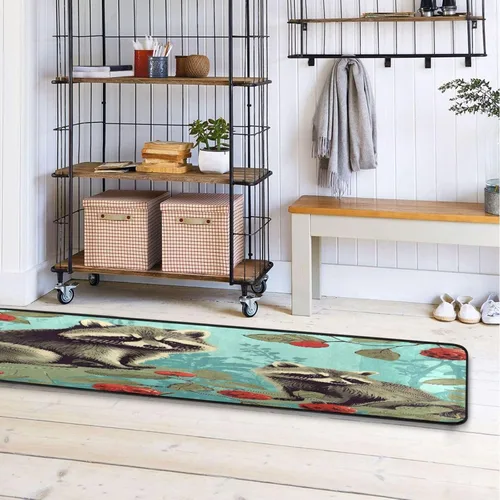 Miniatura 7 de Alfombra de corredor de mapaches, suave, antideslizante, larga, alfombra para pasillo, dormitorio, sala de estar, cocina, 72 x 24 pulgadas