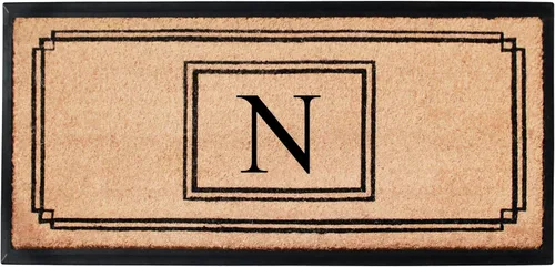 Miniatura 82 de A1HC - Tapete de puerta con monograma de fibra de coco natural para puerta delantera, 24 x 48, felpudo duradero tratado anti-desprendimiento