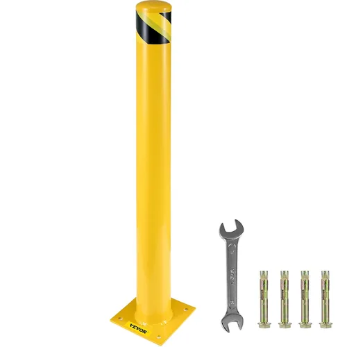 Miniatura 10 de BestEquip Bolardo de seguridad 36-4.5 Bolardo de barrera de seguridad 4-1/2" DE 36" de altura Revestimiento de polvo amarillo Tubo de acero Barrera