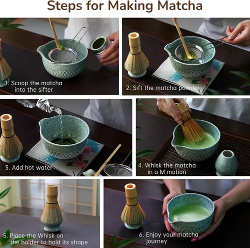 Miniatura 7 de Juego de batidor de matcha, 7 piezas, apto para lavavajillas, regalo de cumpleaños para amantes del matcha, ideal para principiantes (G)