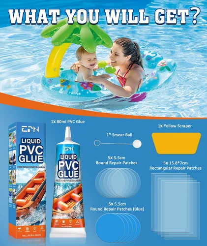 Miniatura 7 de Kit de parches para colchón de aire EPN, kit de reparación de forro de piscina de vinilo impermeable para inflables, colchón de aire, anillo
