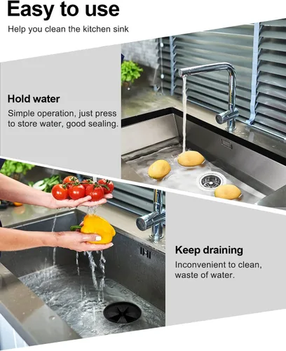 Miniatura 6 de BOTEMY Brida extendida para eliminación de basura con cesta y tapón colador, brida profunda de fregadero de cocina de acero inoxidable 304