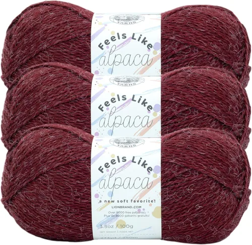 Miniatura 12 de Lion Brand Yarn Feels Like alpaca, hilo suave para tejer, borgoña, 1 paquete