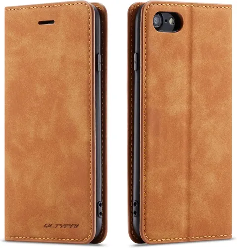 Miniatura 14 de QLTYPRI Funda para iPhone 6 Plus/6S Plus, cubierta de piel PU con tarjetero, funda tipo billetera con solapa magnética y a prueba de golpes - Vino