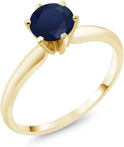 Miniatura 38 de Anillo de compromiso solitario con piedra preciosa redonda de oro amarillo de 14 quilates de 0.236 in para mujer Ajuste clásico de 6 puntas