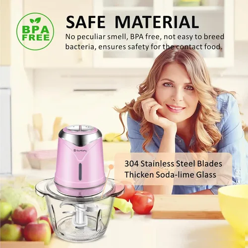 Miniatura 7 de Procesador de alimentos 6000mAh Picador de verduras inalámbrico con cuenco de vidrio de 5 tazas, picador eléctrico de carne de ajo sin BPA
