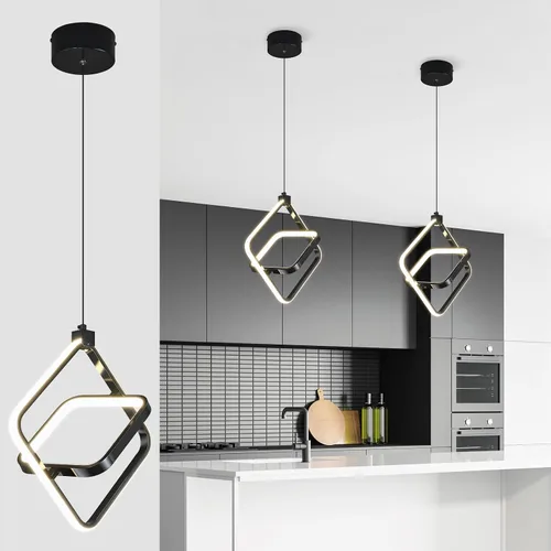 Miniatura 28 de Lámpara LED moderna con anillo dorado, lámpara colgante de 4000 K, regulable en altura ajustable, iluminación colgante para comedor, cocina, isla