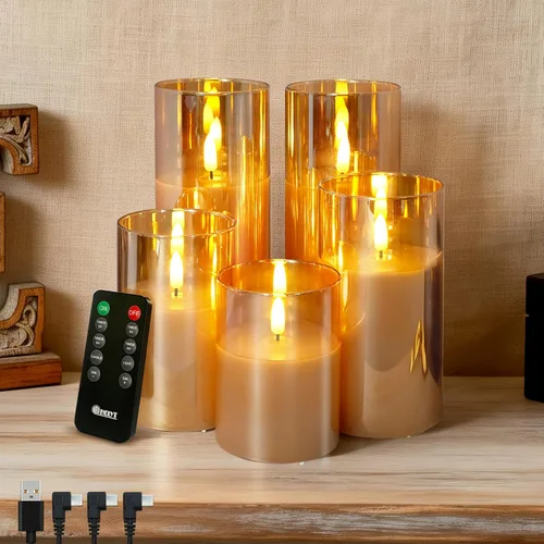 Miniatura 20 de LEDHOLYT Vela Recargable Sin Llama, Vela de Pilar LED Intermitente de Cera Real con Control Remoto y Temporizador, Mecha en Forma de Lágrima, Velas