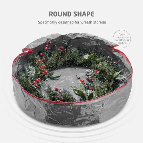Miniatura 3 de ZOBER - Contenedor de almacenamiento para coronas de Navidad de 36 pulgadas - Bolsa para coronas de Navidad para cajas de coronas artificiales