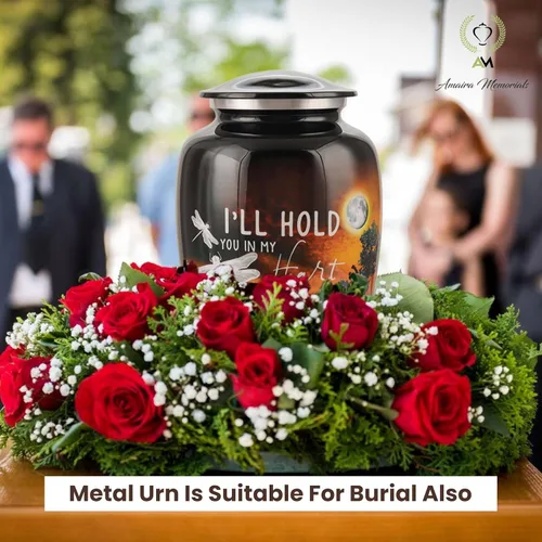 Miniatura 6 de Urnas para cenizas humanas para adultos, urna de cremación grande para hombres y mujeres, urna de metal hecha a mano con tapa segura para funeral