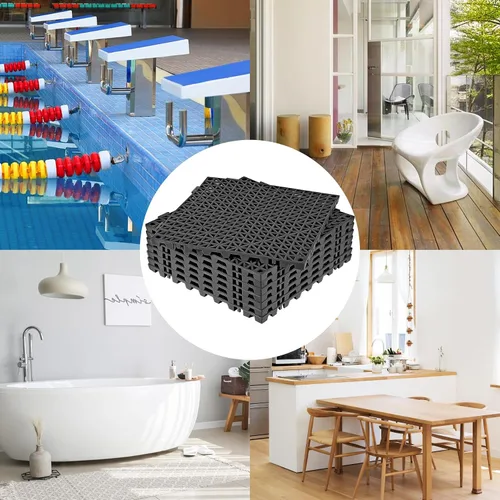 Miniatura 6 de ToLanbbt Cojín modular entrelazado 8P de 11.8 x 11.8 pulgadas, agujeros de drenaje de goma entrelazados antideslizantes para cubierta, ducha