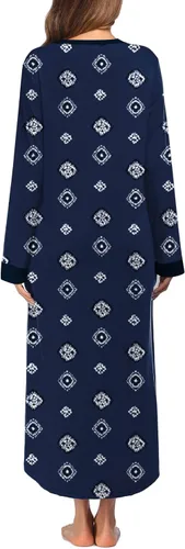 Miniatura 5 de Ekouaer Camisón largo para mujer con cuello en V, ropa de dormir de longitud completa con bolsillos