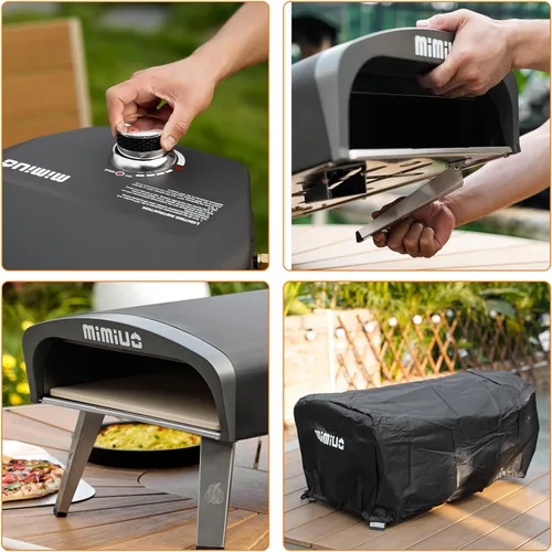 Miniatura 5 de Mimiuo Horno de pizza de gas para exteriores, hornos portátiles de propano para pizza para exteriores, estufa de pizza profesional con piedra