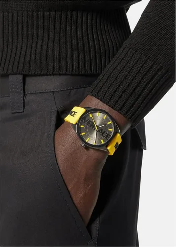 Miniatura 5 de Versace V-Vertical Collection Reloj de lujo para hombre con correa amarilla con una caja de metal IP y esfera gris, Gris, V-Vertical