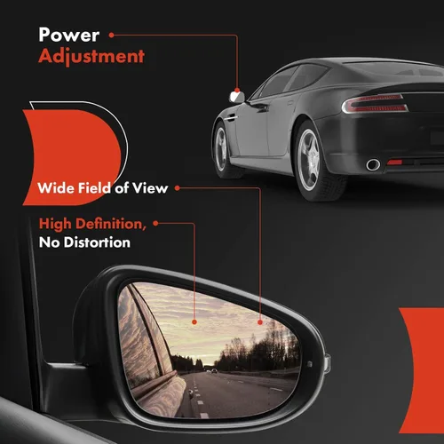 Miniatura 5 de A-Premium Espejo de puerta eléctrica lateral izquierdo y derecho compatible con Honda Civic 2016-2021, sin calefacción, con ajuste de cristal Negro