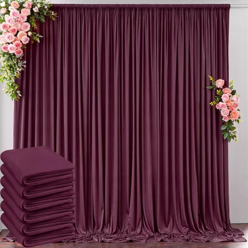 Miniatura 16 de Cortinas de telón de fondo blanco de 30 pies x 8 pies para fiestas de boda, 6 paneles de 5 pies x 8 pies, cortinas de fotografía de poliéster sin