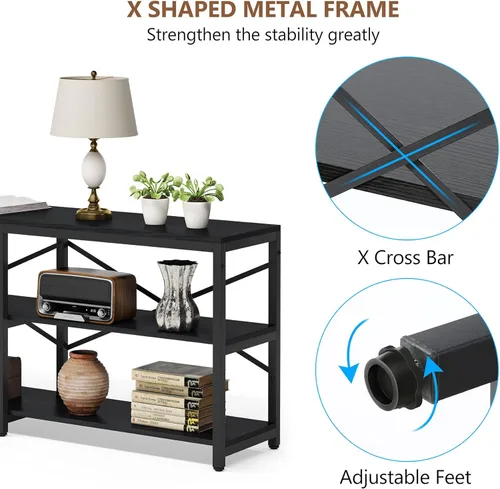 Miniatura 7 de Tribesigns Mesa Consola Extra Larga de 70.9 Pulgadas, Mesa de Sofá Moderna Detrás del Sofá con Estantes de Almacenamiento, Mesa Industrial de 3