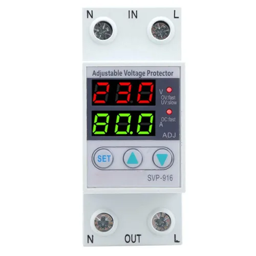 Miniatura 9 de Protector de voltaje ajustable de 100‑130 VCA con función de reinicio de retardo y consulta de fallas y función de restablecimiento de fábrica