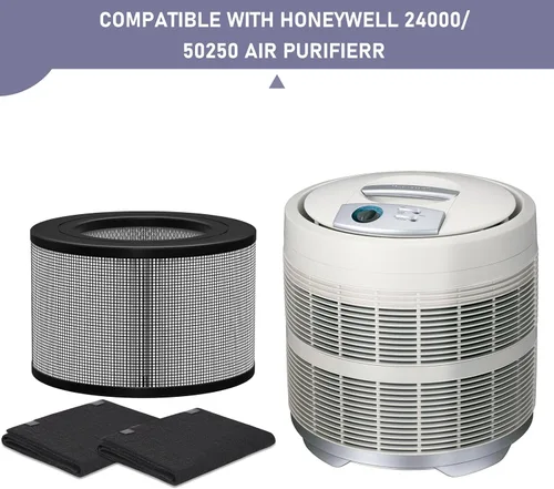 Miniatura 4 de Ontheone 50250-S - Juego de filtros HEPA de repuesto y prefiltro de carbono compatible con purificador de aire Honey-well 24000 24500 50250-S 52500