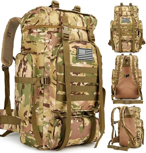 Miniatura 8 de Mochila de senderismo de 45 L, mochila de viaje impermeable, ligera, para exteriores, mochila de campamento para hombres y mujeres (negro)
