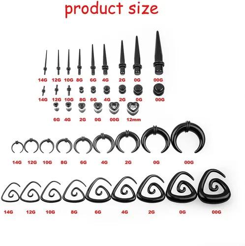 Miniatura 6 de Kit de estiramiento de oídos, 84 unidades, medidores cónicos en espiral, túneles de corazón, juegos de expansores acrílicos 14G-00G, joyería