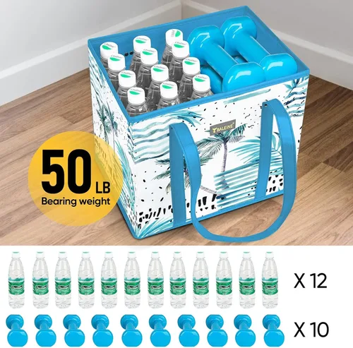 Miniatura 6 de BALEINE Paquete de 3 bolsas de comestibles reutilizables, bolsas de compras plegables para comestibles con parte inferior reforzada y asas