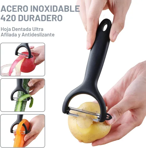 Miniatura 6 de SupMaKin rebanador de mandolina seguro para cocina, cortador de verduras y papas en forma de chips, grosor ajustable manual, artefacto de corte