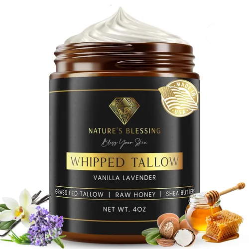 Nature's Blessing Crema Anti-Envejecimiento de Sebo de Res para Líneas Finas y Arrugas | Potenciador de Colágeno Infundido con Miel Orgánica y
