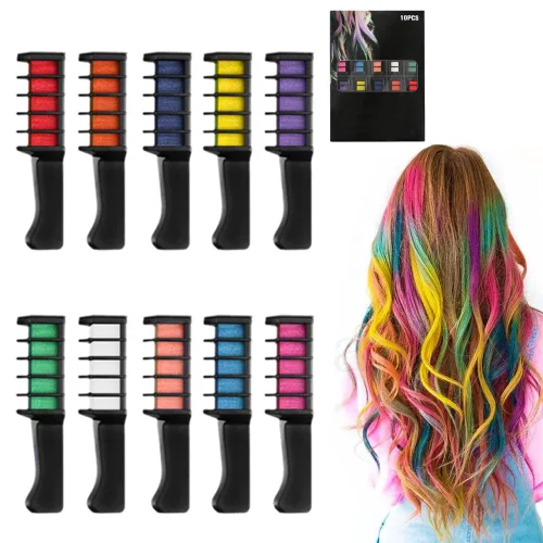 12 Colores de Tizas Festivas Divertidas para el Cabello, 2026 Nuevos Colores de Brillo Temporales para el Cabello, Tizas Lavables para Colorear el