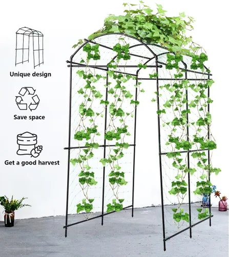 Miniatura 5 de Enrejado de arco de jardín para exteriores, pepino, enrejado arqueado de 7 pies de alto, enrejado grande de calabaza para jardín, cama elevada