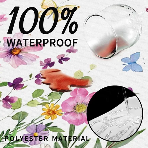 Miniatura 5 de Mantel de primavera de 60 pulgadas, diseño floral de flores silvestres, resistente a las manchas y a las arrugas, lavable, para interiores