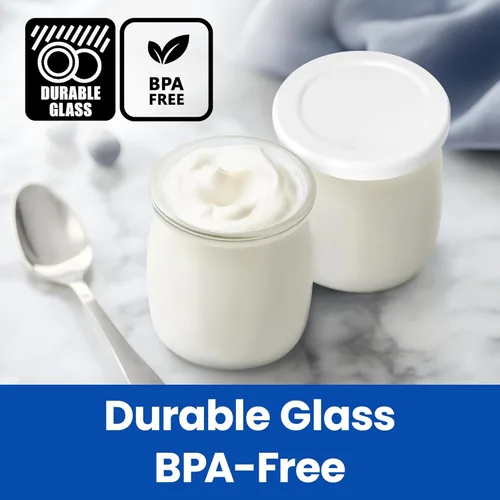 Miniatura 5 de Ultimate Tarros de yogur, ¡haz más delicioso yogurt! 8 tazas pequeñas de vidrio para yogur con tapas, 100% libres de BPA, herméticos y aptos