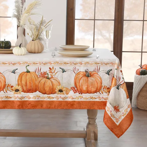 Miniatura 8 de Softalker Mantel Cuadrado de Jacquard Navideño, Mantel Impermeable Vintage de Invierno con Acebo, Cubierta de Mesa de Tela Estilo Granja Navideña